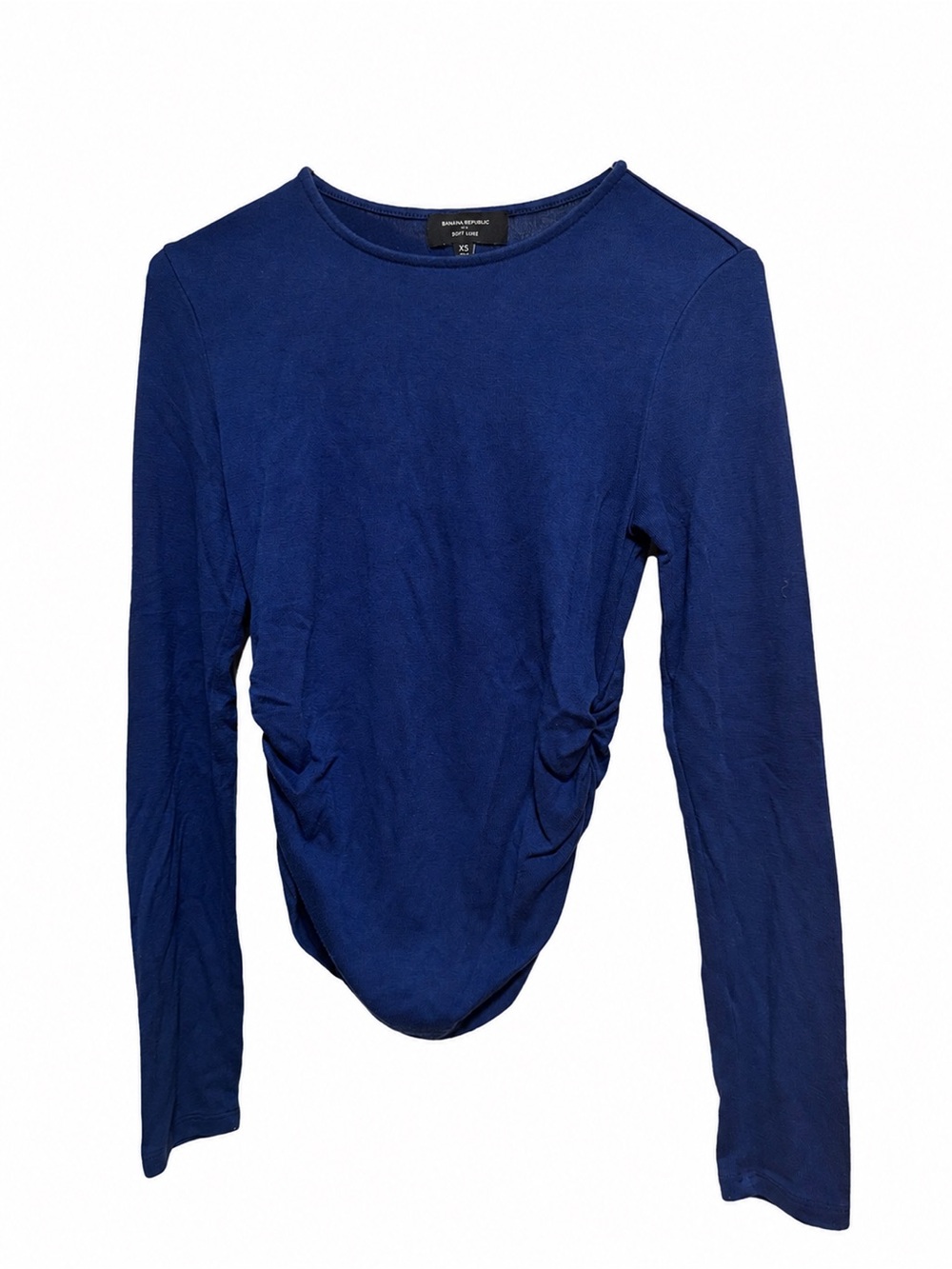 Banana Republic Navy Long Sleeve Ruched Side Top